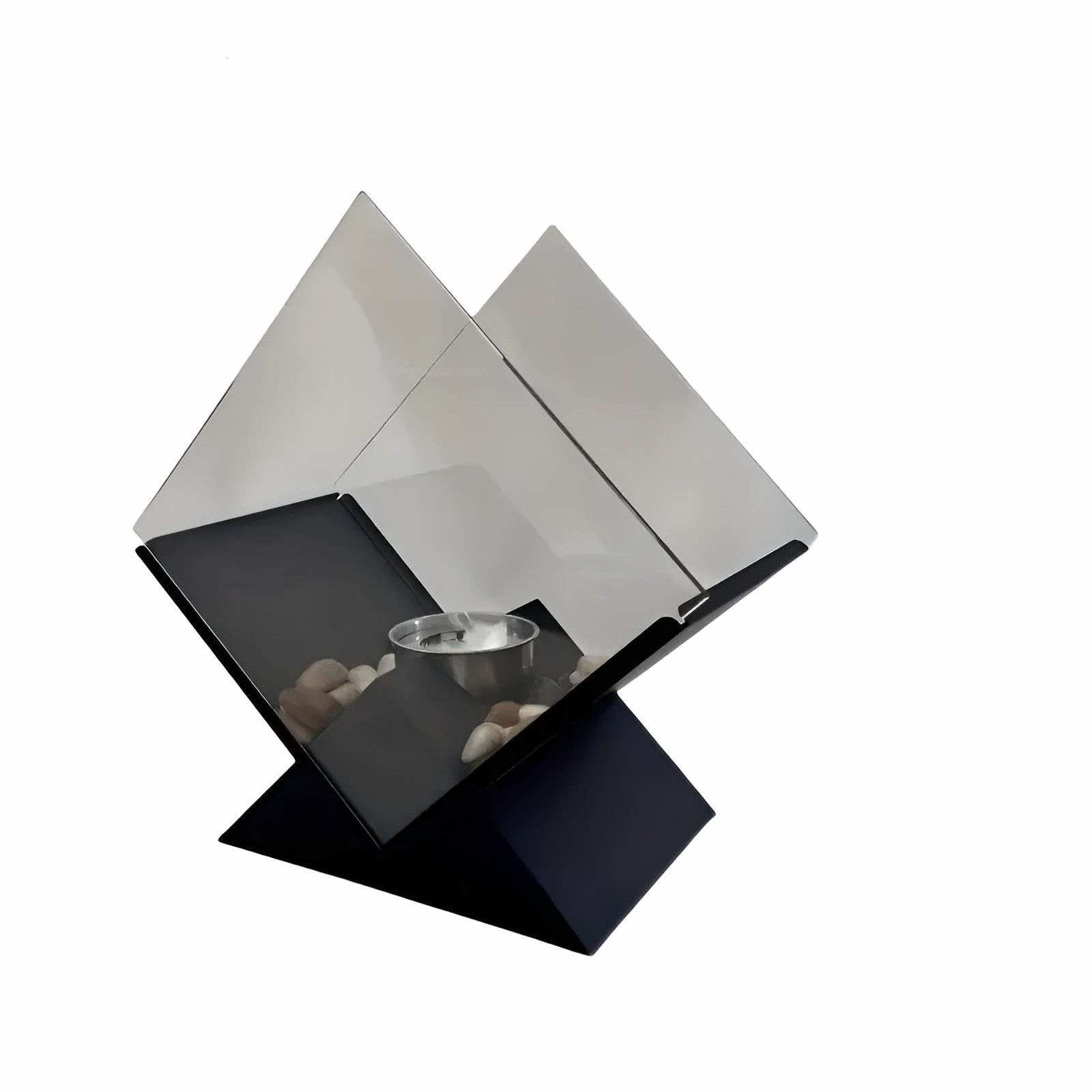 Tabletop Fireplace with Stone Decor and Bio-Ethanol Flame