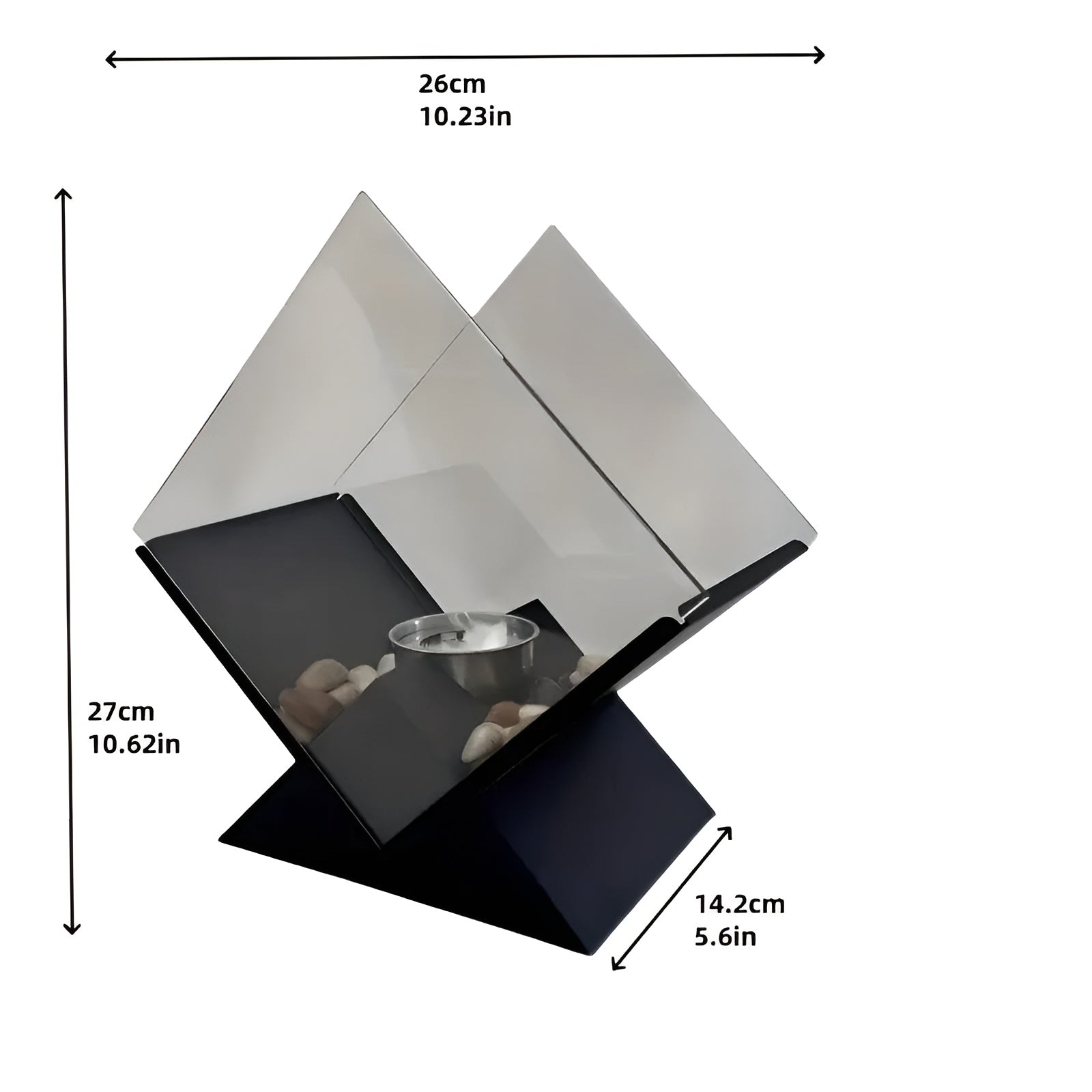 Tabletop Fireplace with Stone Decor and Bio-Ethanol Flame