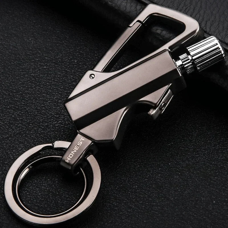 Waterproof fire starter with flint and carabiner