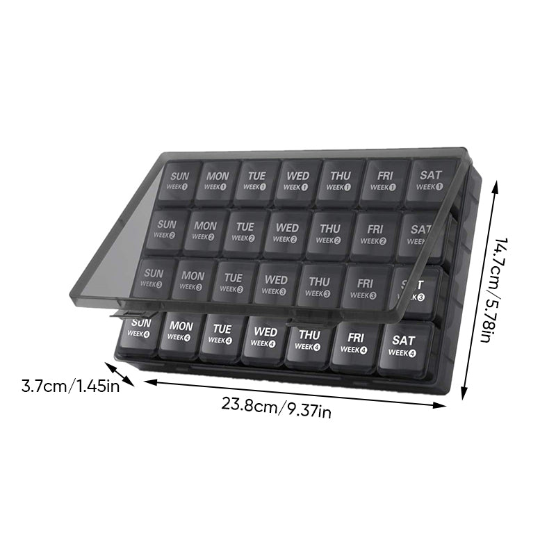 Medication Organizer 28 Compartments – Weekly Dispenser for Tablets