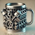 3D Mug with Engine Block Design – Artistic Coffee Cup