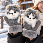 Fäustlinge Tiermotiv mit flauschigem Strickstoff