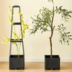 Self-watering planter box with trellis – Anthracite
