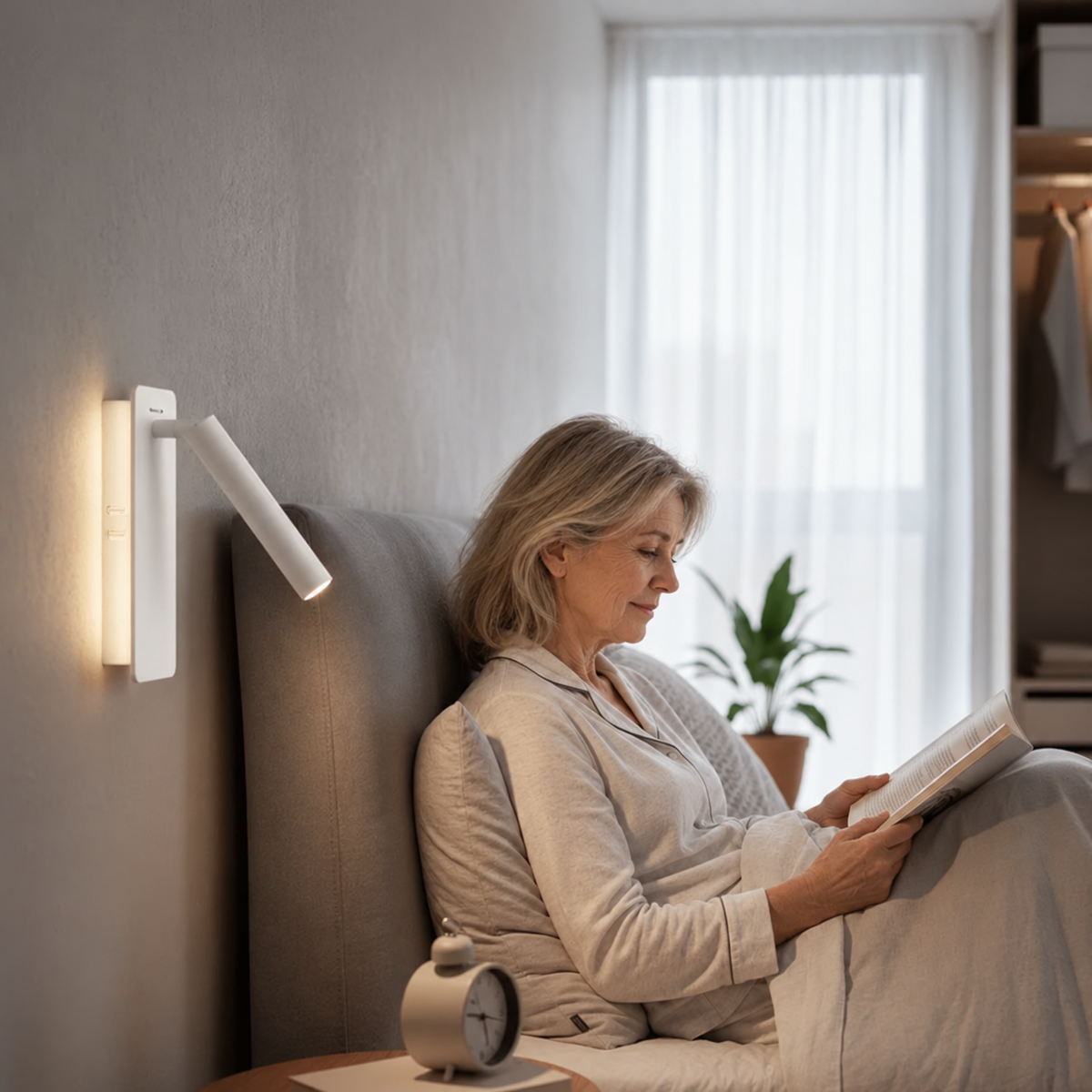 LED-Leselampe drehbar für Bett und Wohnbereich