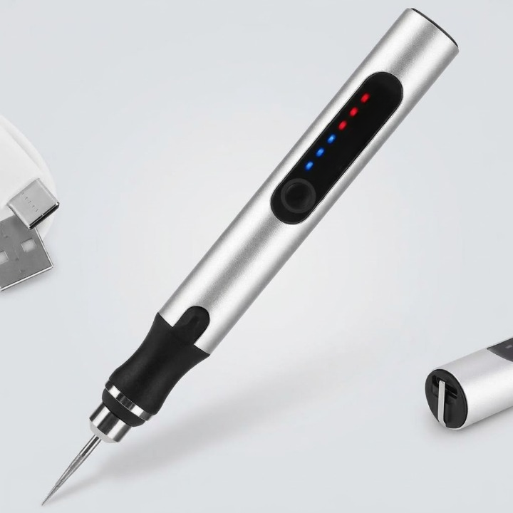 Elektrischer Gravierstift mit Akku, 3 Stufen bis 18.000 U/min, USB-C, Aluminium