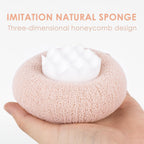 Shower sponge with massage particles and handle