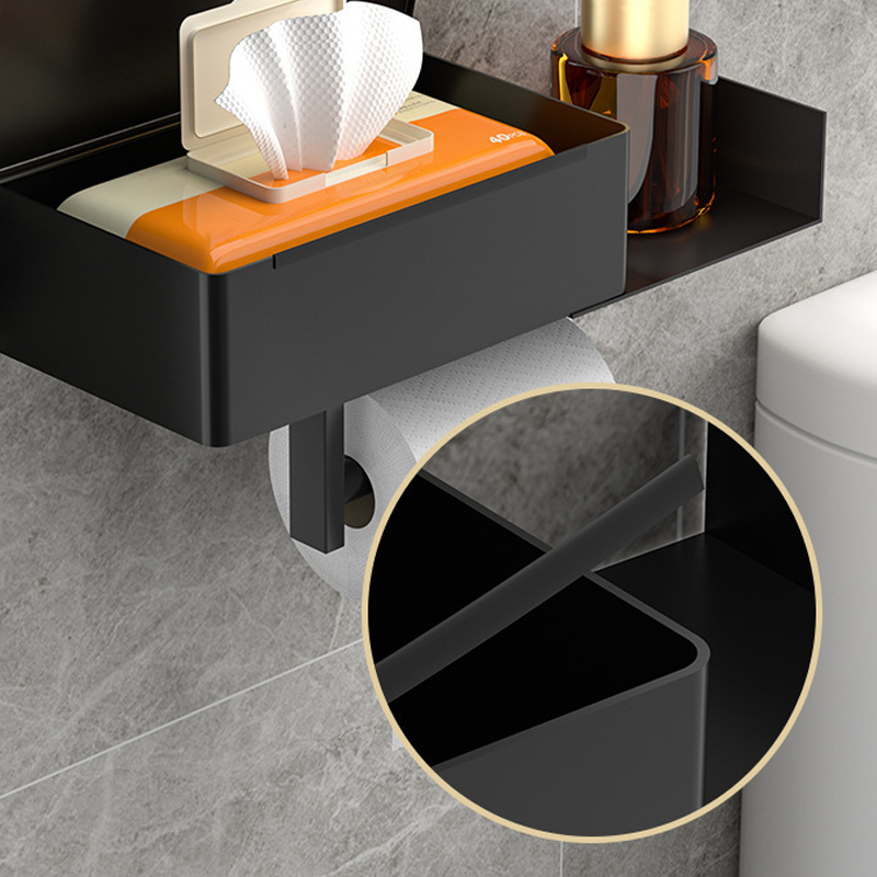 Toilettenpapierhalter mit Ablage ohne Bohren – Edelstahl