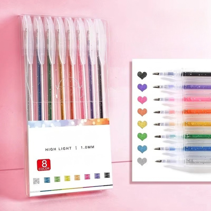 Glitter gel pen set with 1.0-mm ballpoint tip - 8 to 48 colors