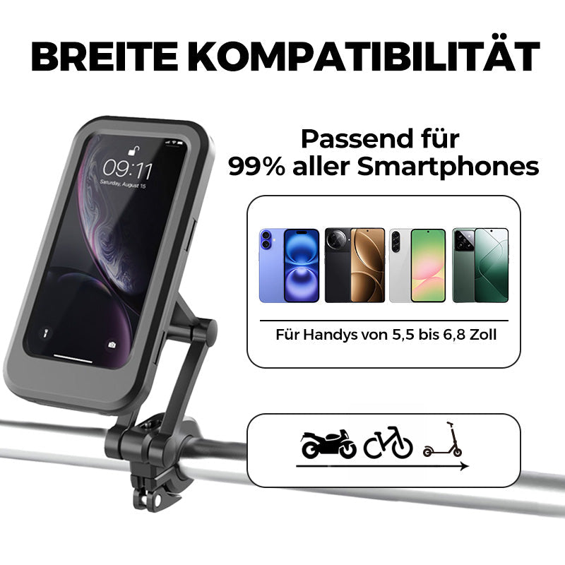Waterproof smartphone holder for bicycle and motorcycle