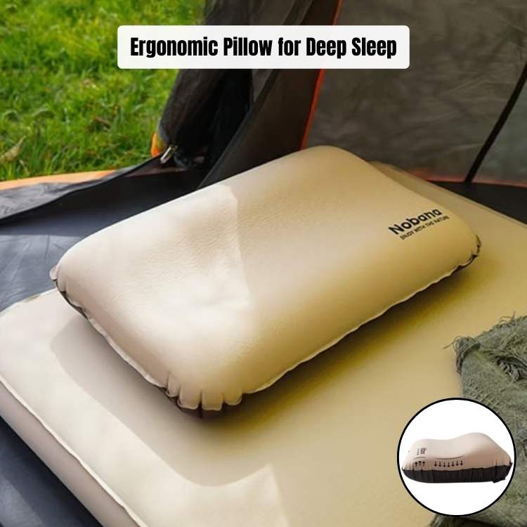 Inflatable travel pillow ergonomic for neck support