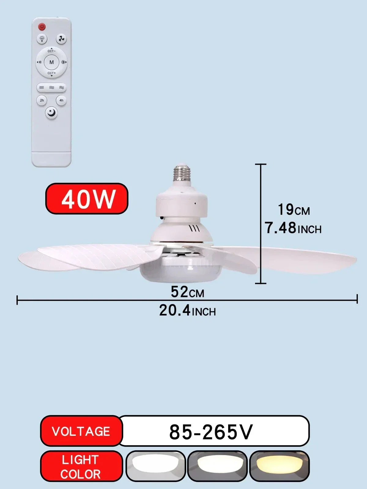 Deckenventilator LED mit Fernbedienung und dimmbarem Licht