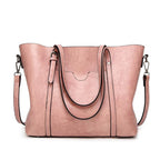 Leather handbag with large capacity and adjustable shoulder strap