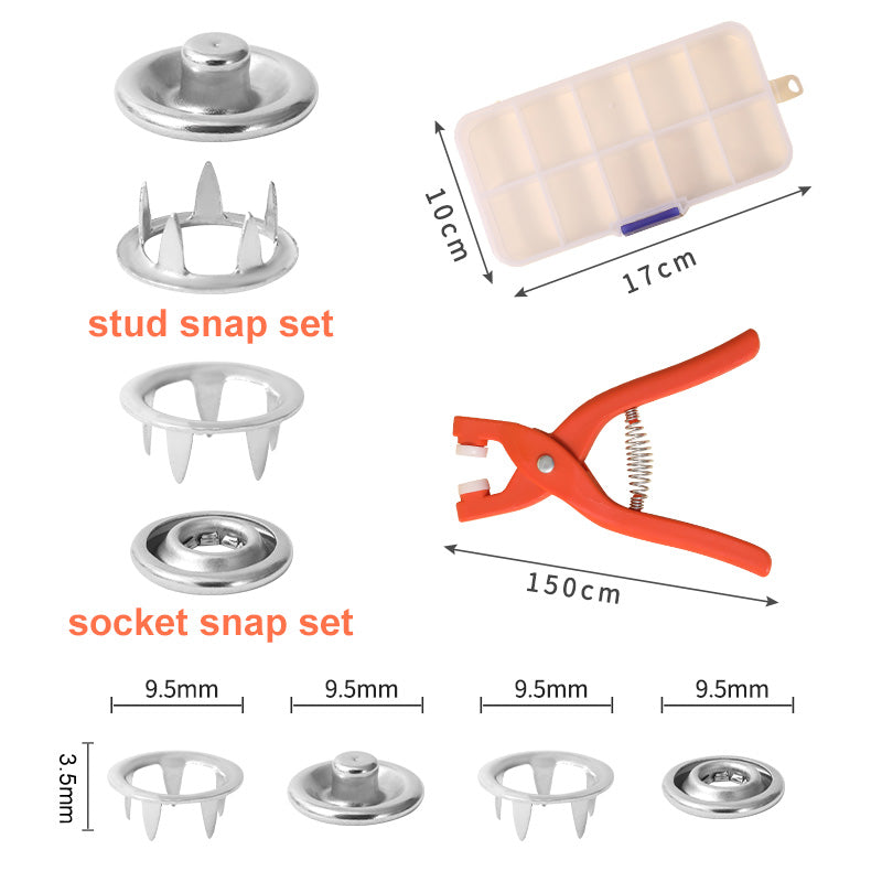 Druckknopf-Set Metall mit Befestigungszange