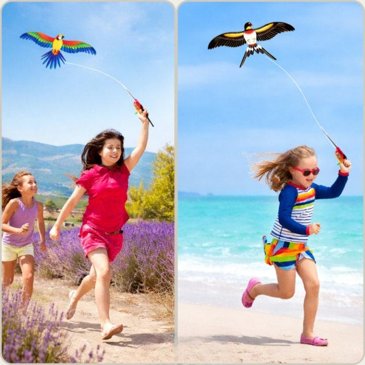 Children's kites with fishing rod handle – Easy control