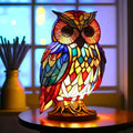 Tischlampe Uil Buntglas – warmweißes LED-Licht für Wohnzimmer