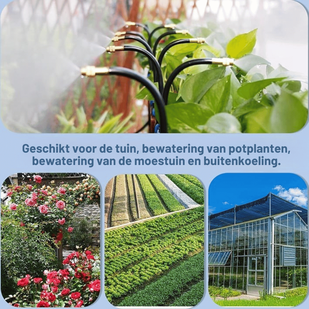 Automatic irrigation system with 360° spray nozzles