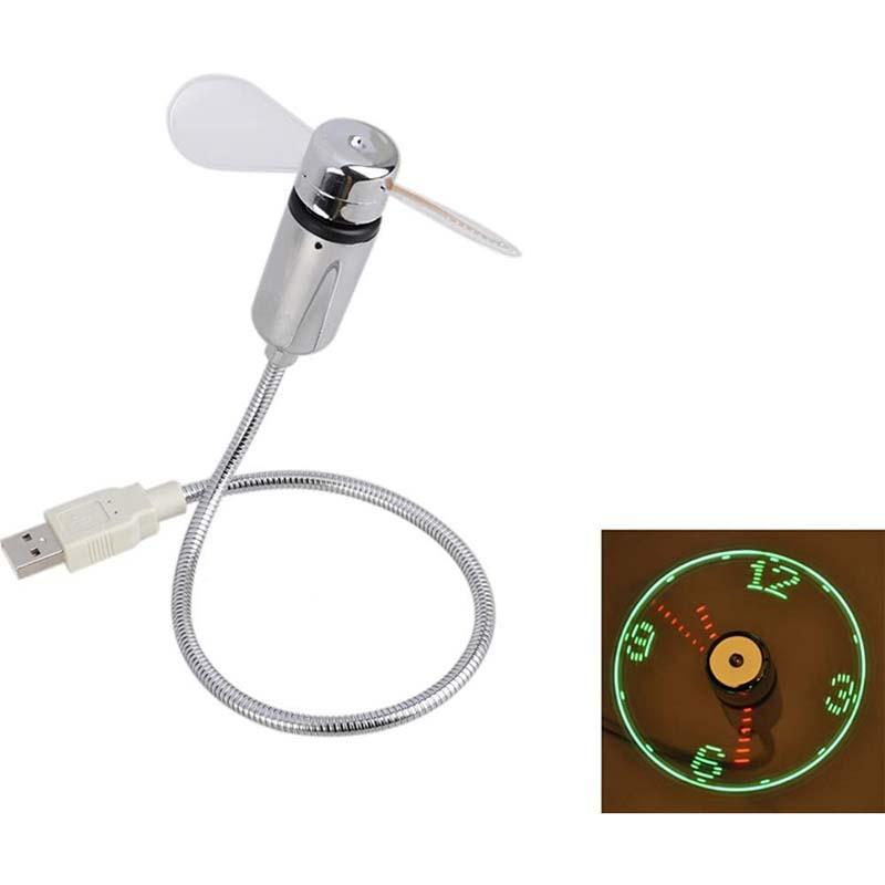 USB-Ventilator mit LED-Uhr und Temperaturanzeige