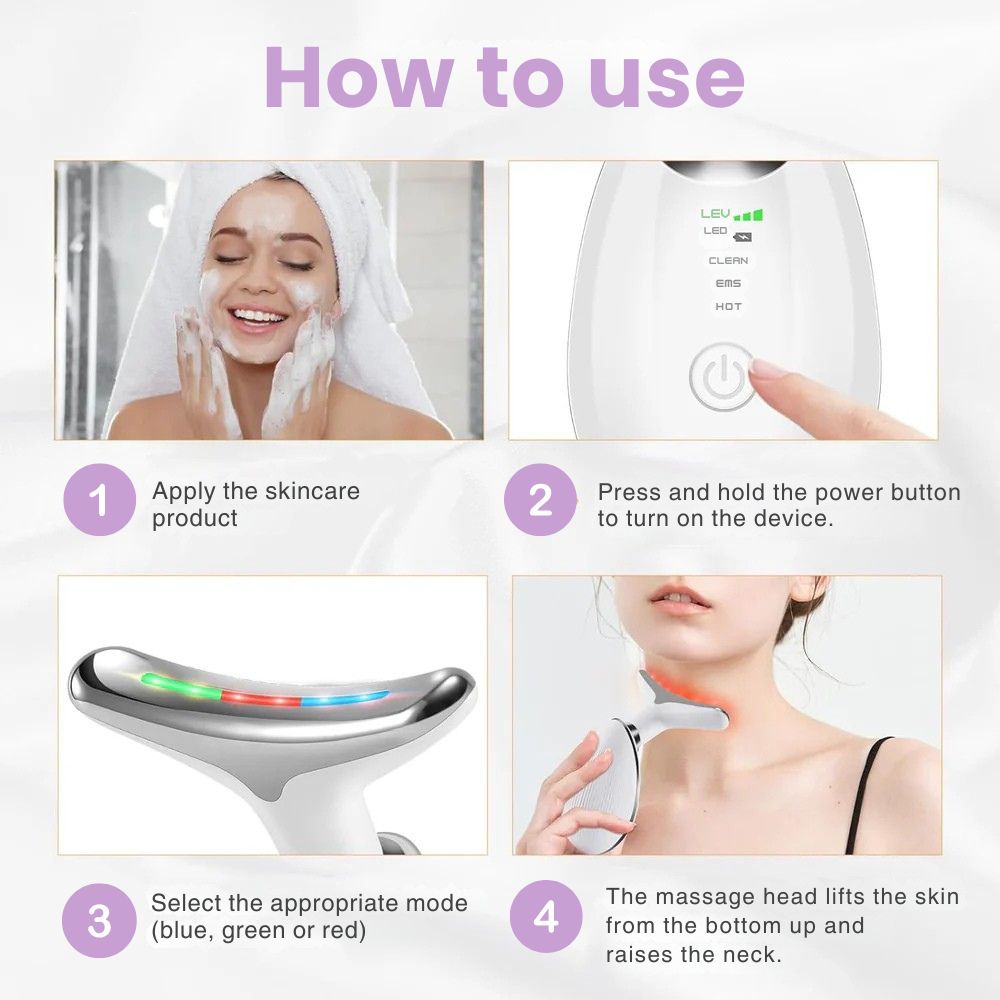 Facial massager with ion technology and LED light
