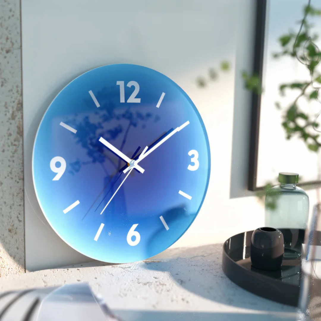 Glass Wall Clock with Modern Design – 30 cm Diameter
