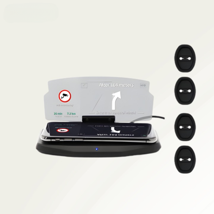 Heads-up display with wireless charging station for the car
