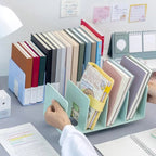 Desk organizer with 4 compartments, plastic, for books and folders