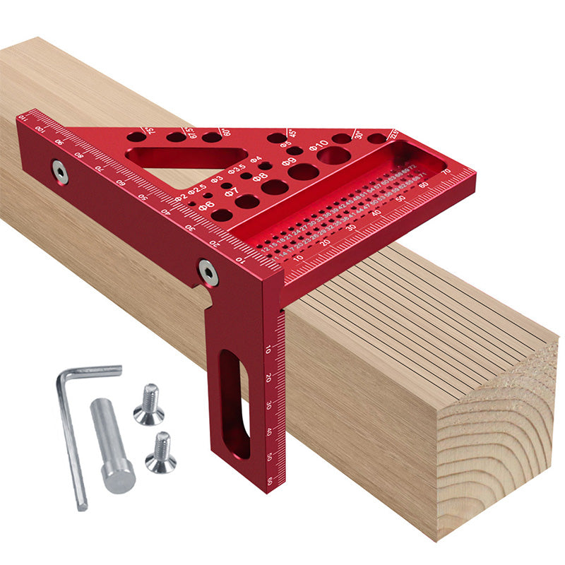 Winkellineal Aluminium mit Messkala und Bohrlöchern