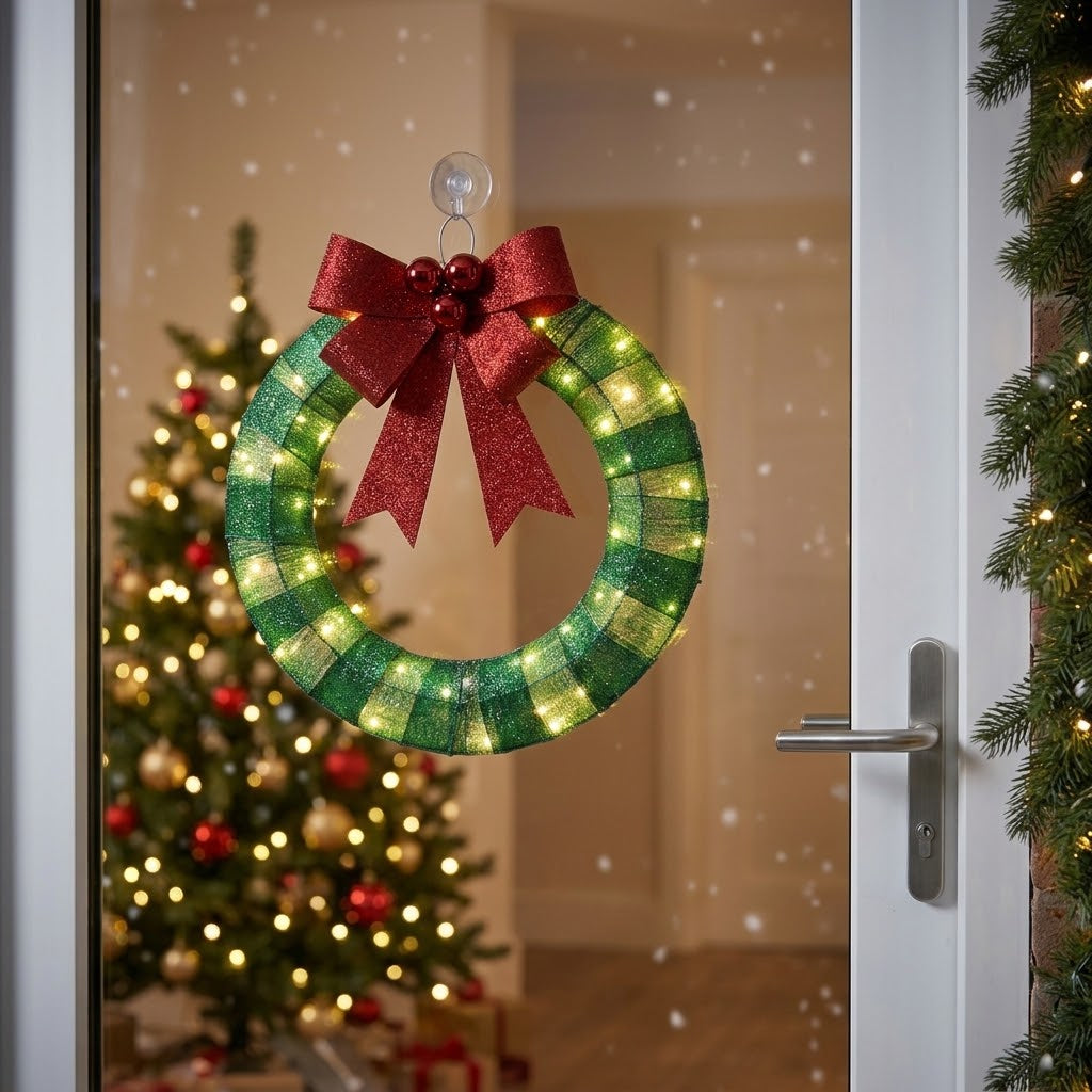Illuminated LED Christmas wreath, warm white, in green or gold, 30 to 50 cm