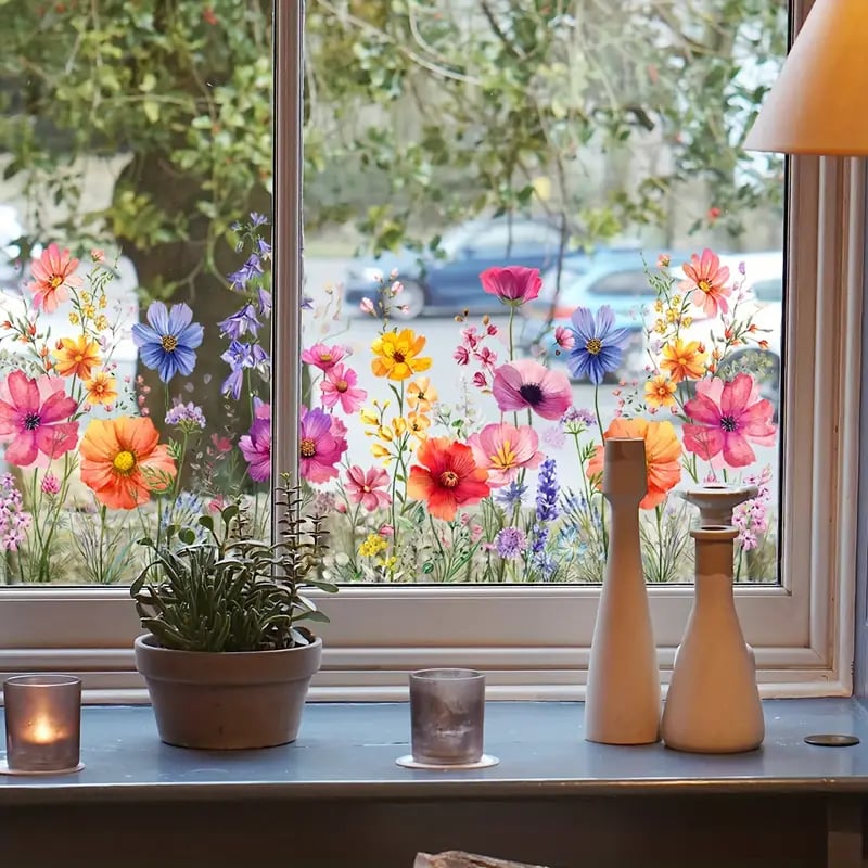 Window Stickers with Flower and Butterfly Designs