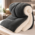 Sherpa Fleece Bettdecke mit gestepptem Innenfutter
