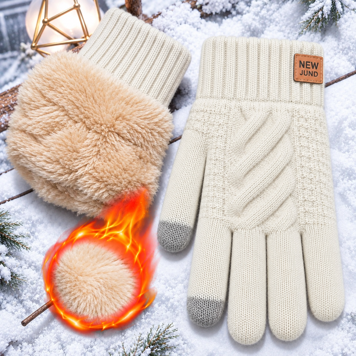 Damenhandschuhe Thermo-Fleece mit Touchscreen-Spitzen