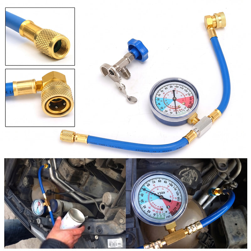 Air conditioning filling hose with pressure gauge for R134A R12 R22