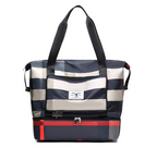 Foldable travel bag with wet compartment