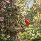 Baumgesicht-Vogelfutterstelle mit Schale – Wetterfest