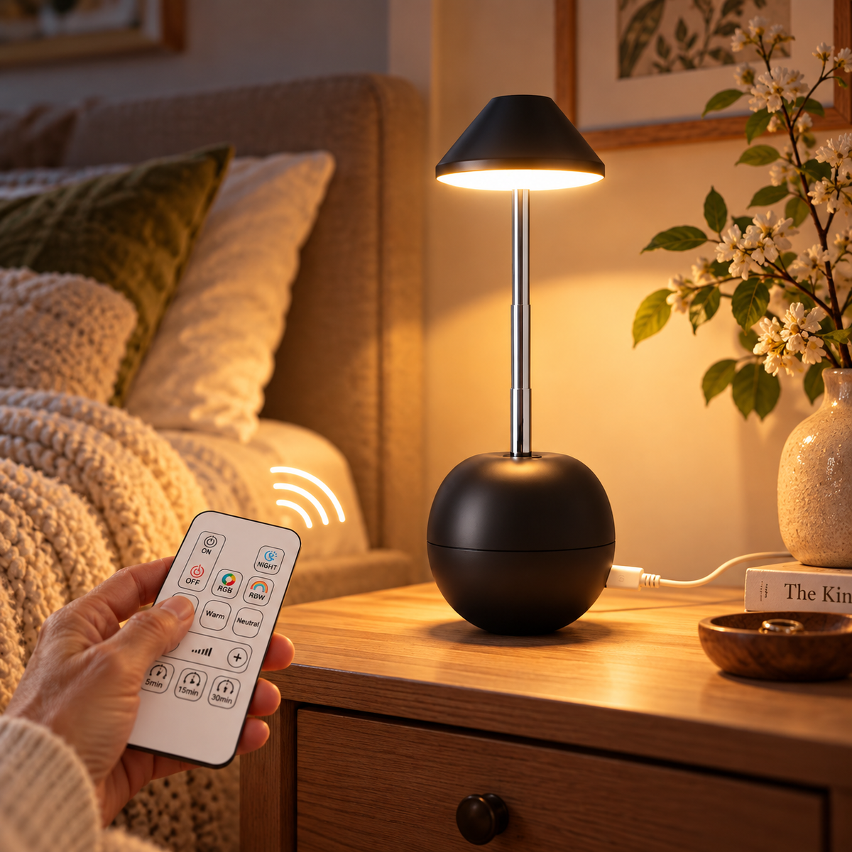 LED-Tischlampe mit Fernbedienung und USB-Anschluss