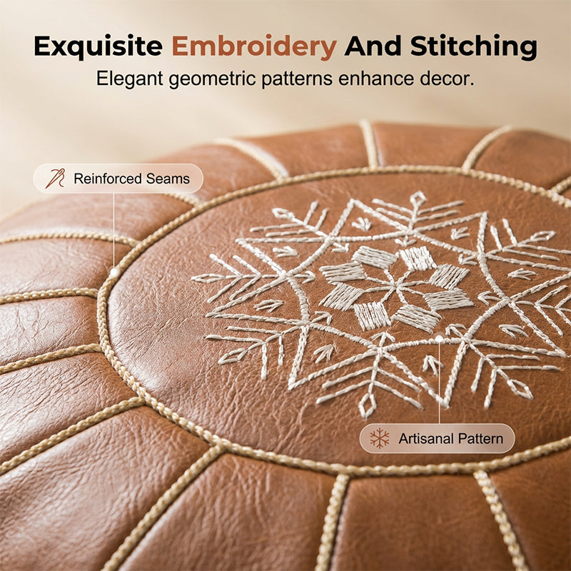 Marokkanischer Leder-Pouf mit Stauraum