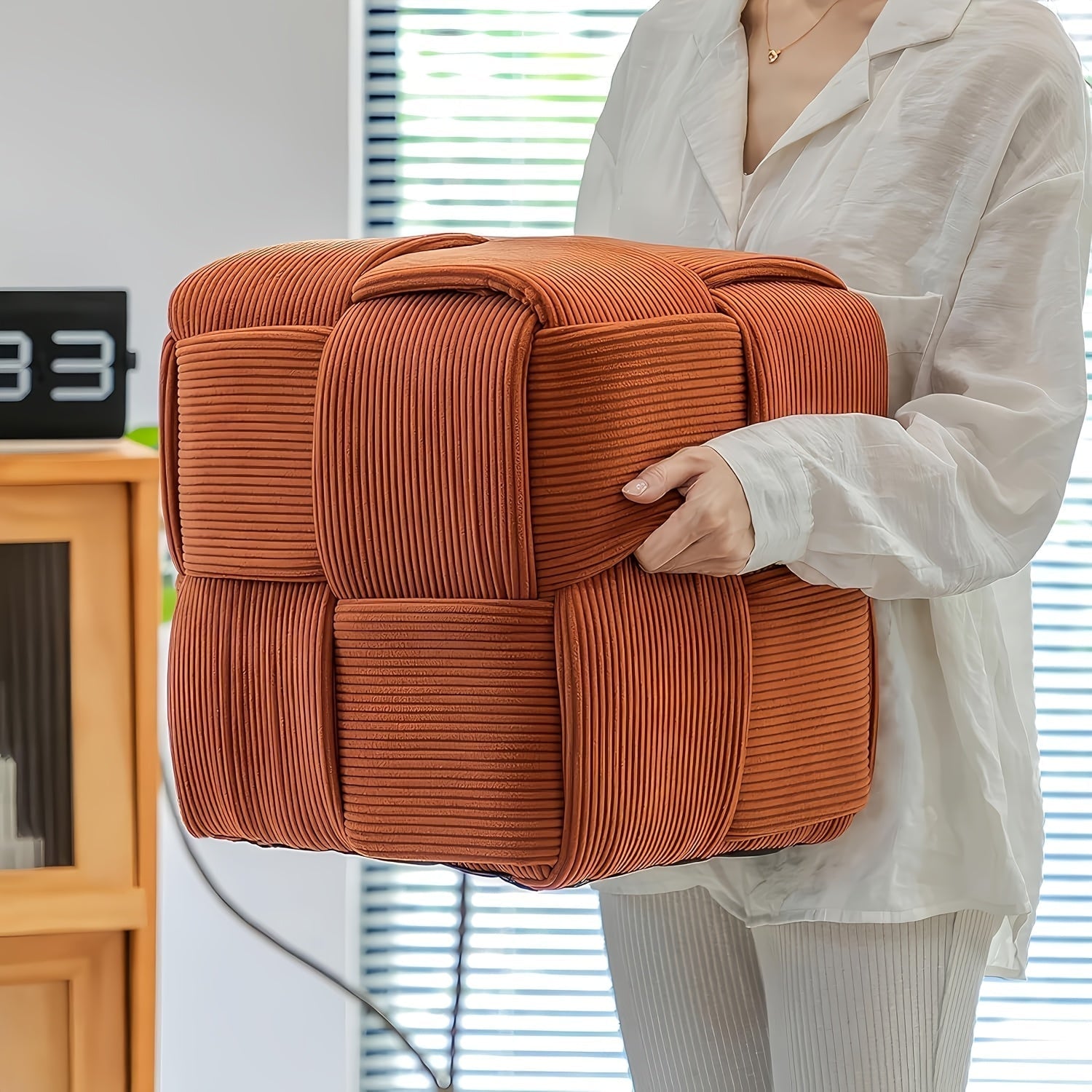 Sitzhocker Cord-Bezug – Vielseitige Fußstütze und Zusatzsitz