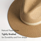 Panama sun hat with wide brim made of paper fiber