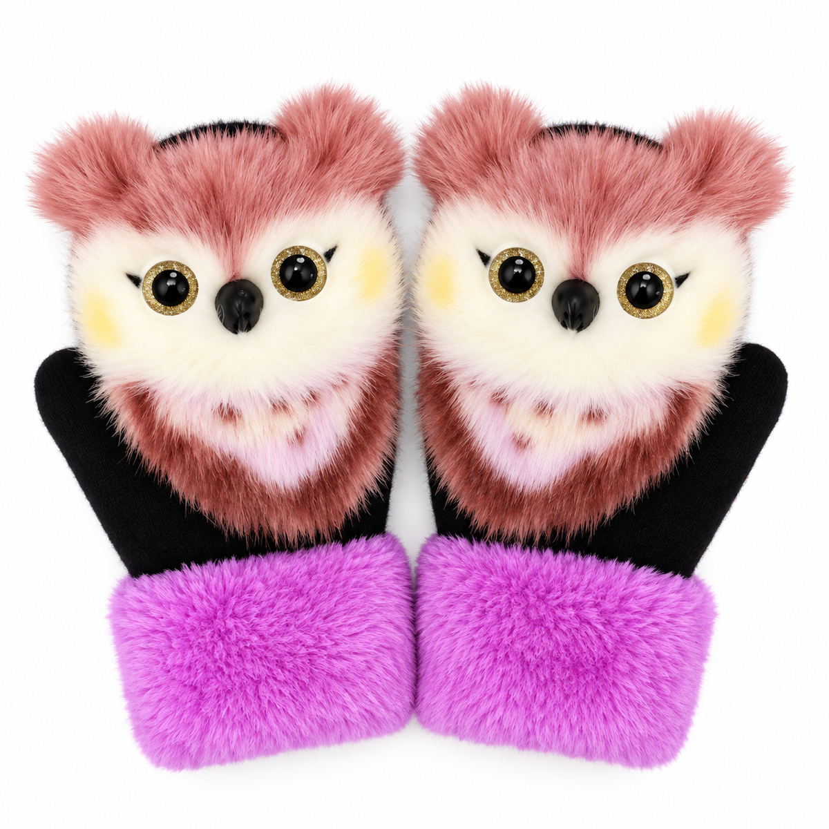 Fäustlinge Tiermotiv mit flauschigem Strickstoff