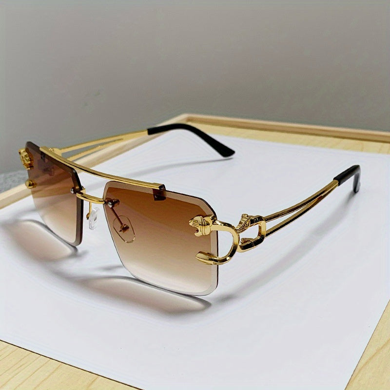 Randlose Sonnenbrille Herren mit Tigerdesign