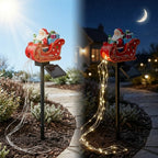 Solar-Gartenstecker Weihnachtsmann im Schlitten oder Rentier – mit funkelndem LED-Lichterschweif