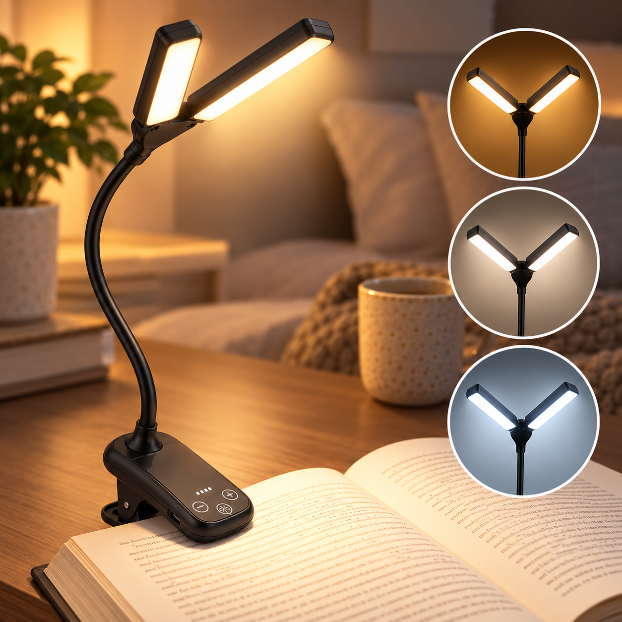Leselampe LED Klemme dimmbar – 180° drehbar
