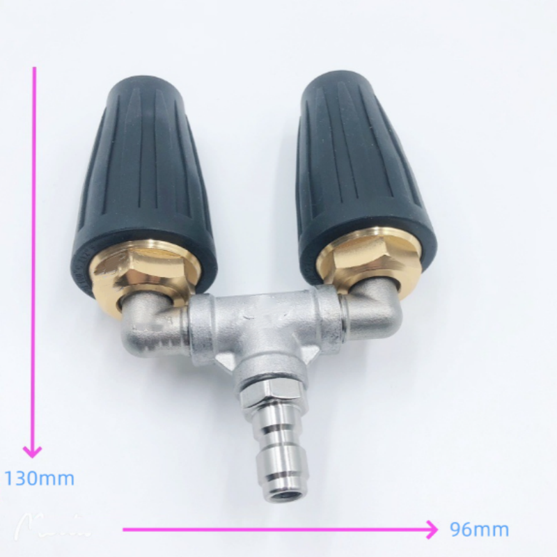 High-pressure nozzle with double turbo for intensive cleaning