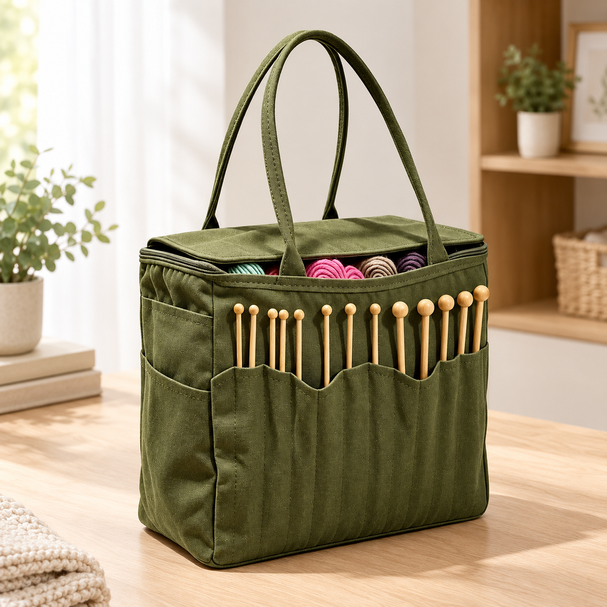 Nadel-Rolltasche Canvas für Strick- und Häkelnadeln