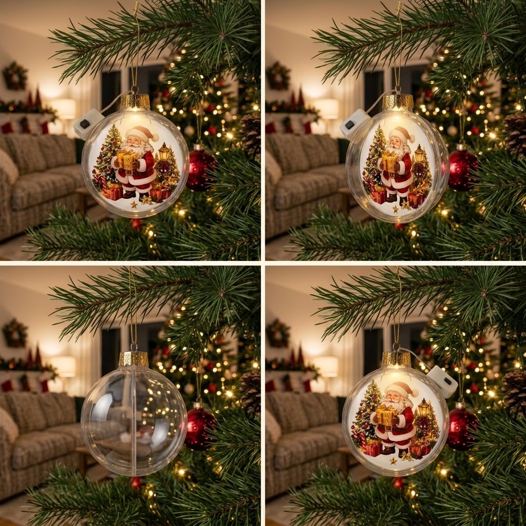 Illuminated Christmas ornament with miniature scene