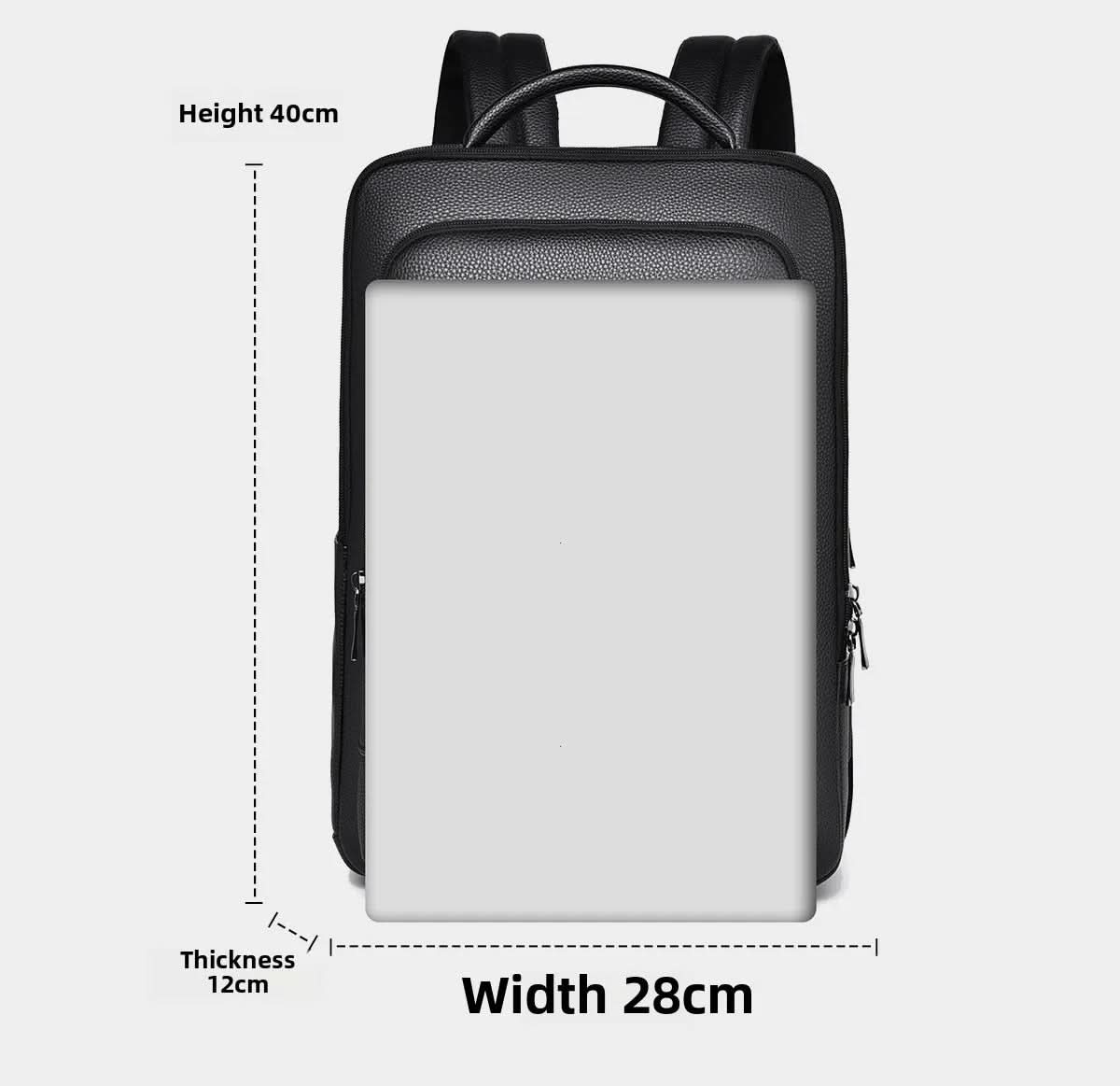 Leather backpack with USB charging port for 15.6-inch laptop
