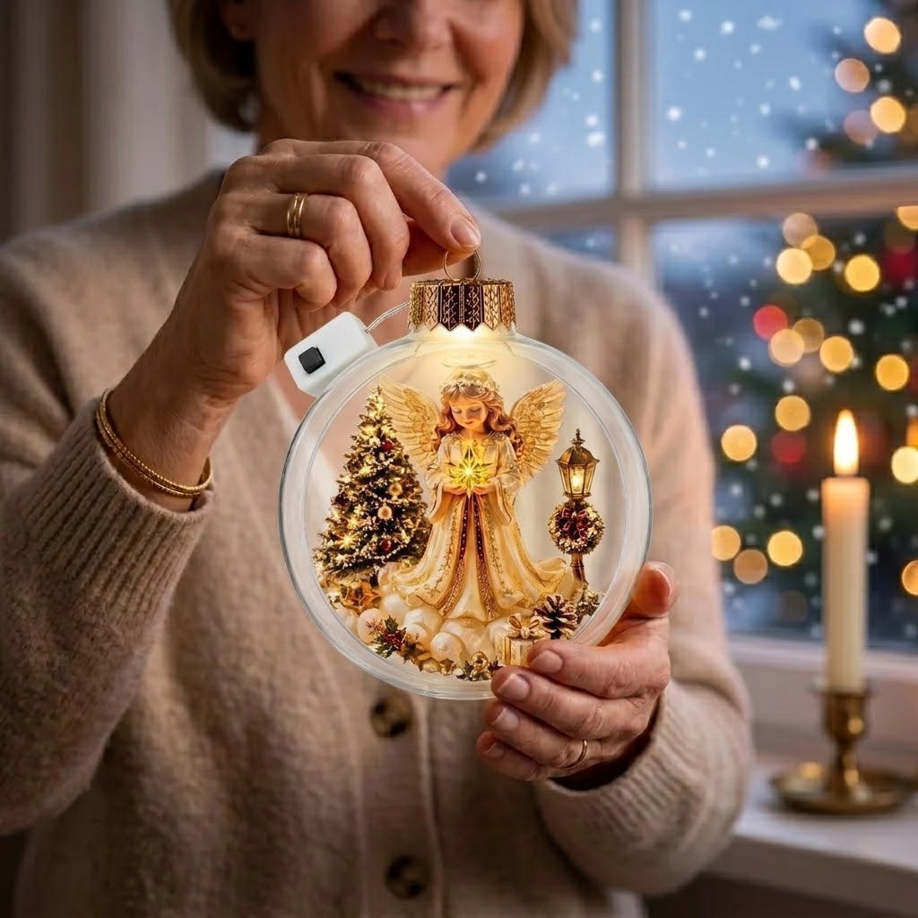 Illuminated Christmas ornament with miniature scene