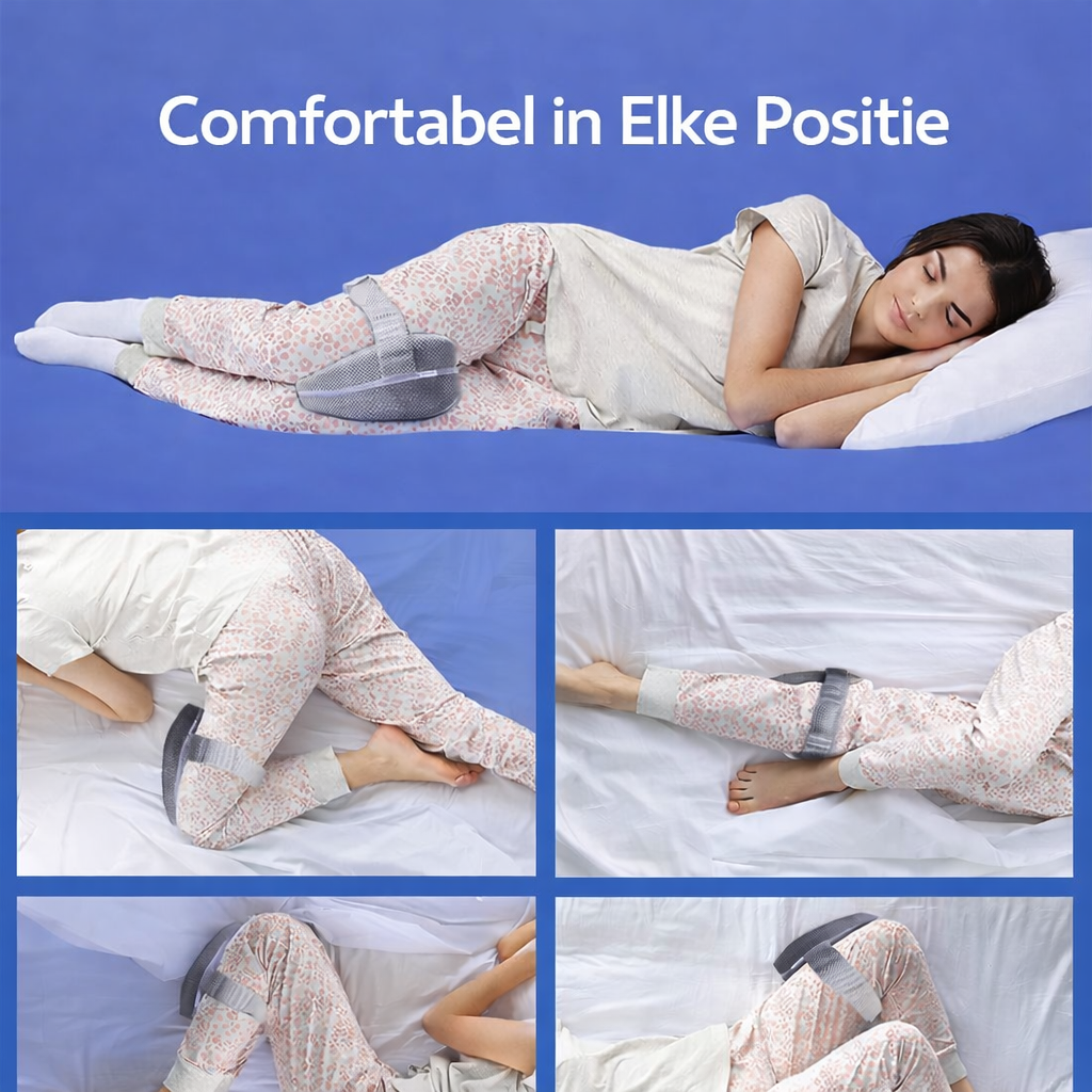 Kniekissen Memory Foam mit Gurt – Ergonomisch für Seitenschläfer