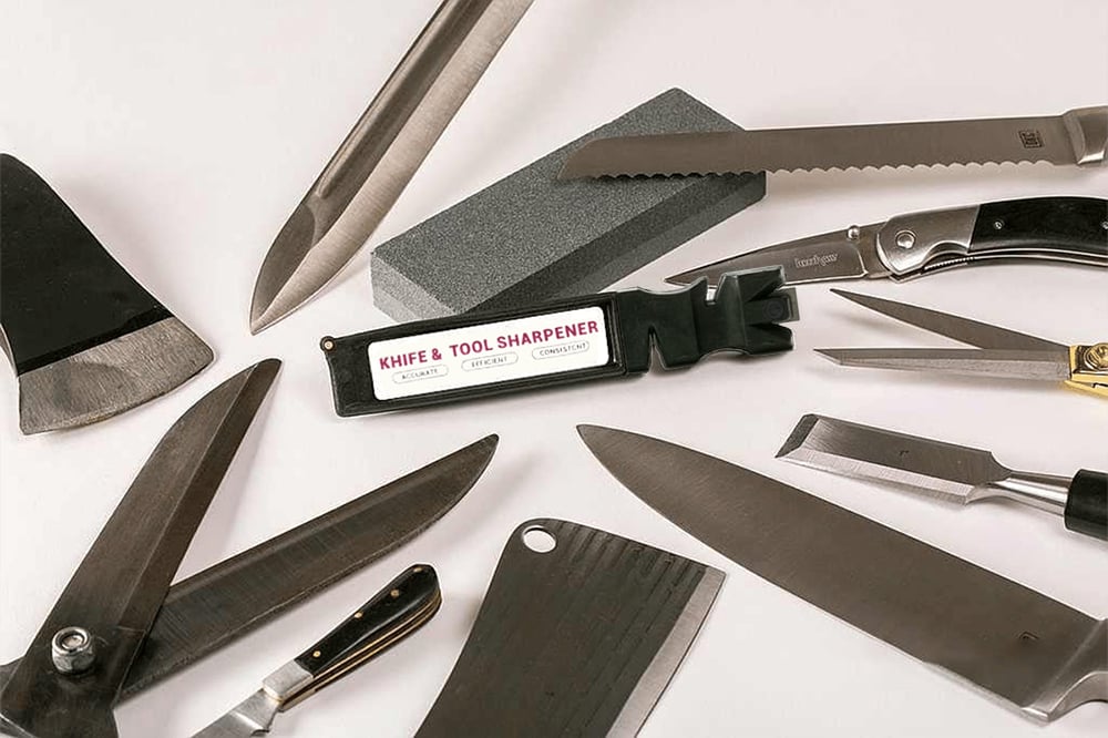 Messer- und Werkzeugschärfer mit Wetzstein – 3-teilig