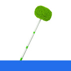 Telescopic car wash brush with rotating microfiber head