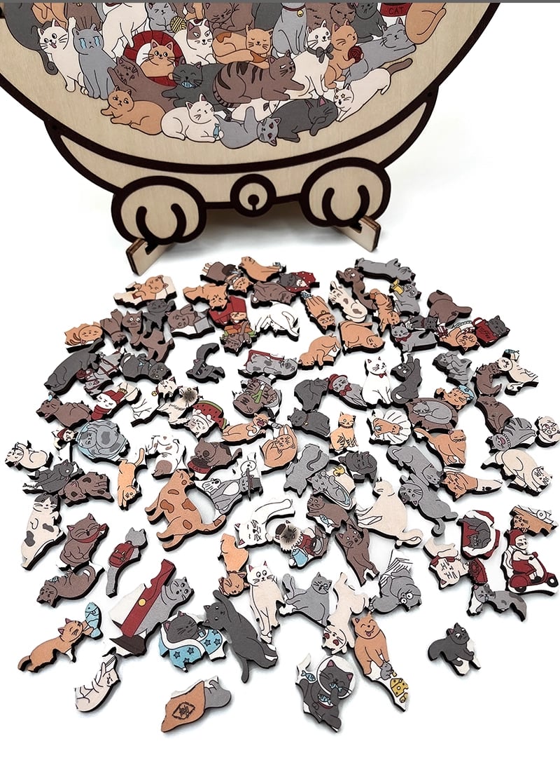 Holzpuzzle Katze – 135 Teile in verschiedenen Farben